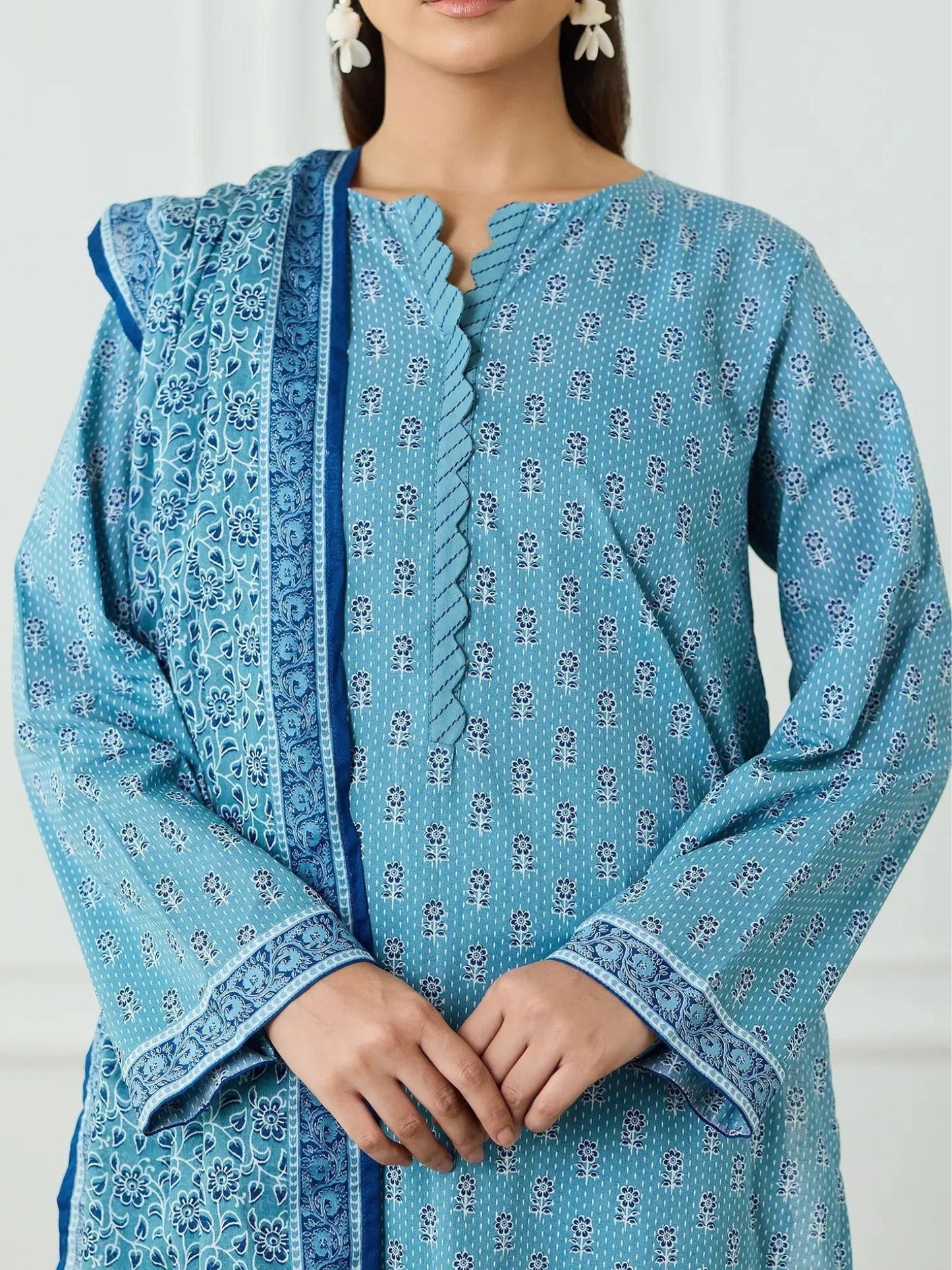 Sky Blue-Orient Lawn Printed Unstitched 3-Piece Suit-OTL-25-497/U SKY BLUE