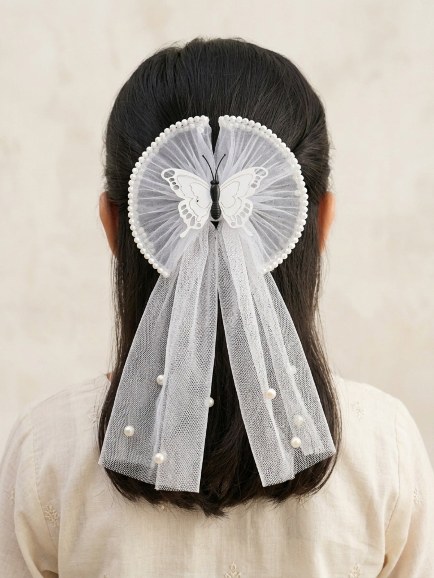 White Glitter Jewellery Butterfly Hair Bow