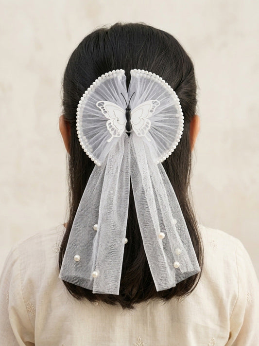 White Glitter Jewellery Butterfly Hair Bow