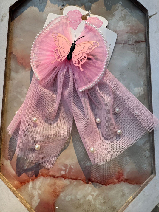Pink Glitter Jewellery Butterfly Hair Bow