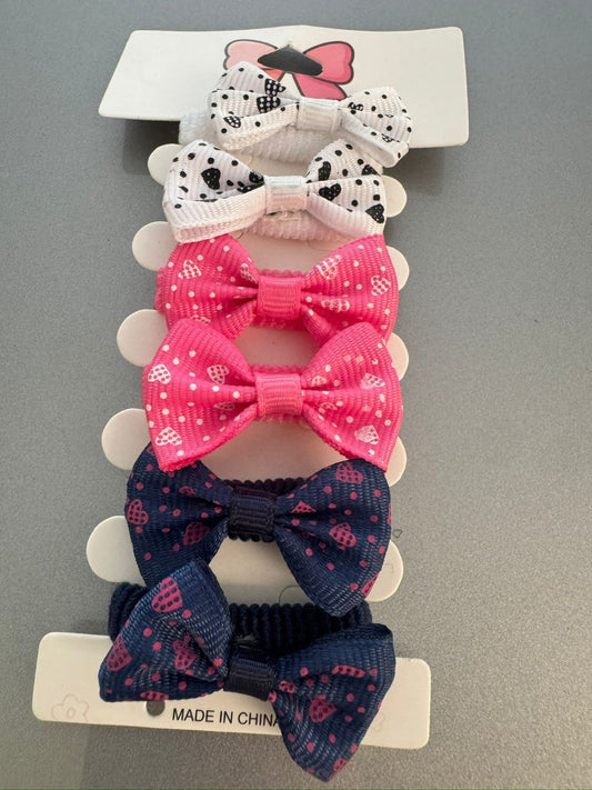 Pink Blue White Glitter Jewellery Bow-Shaped Hair Tie Set