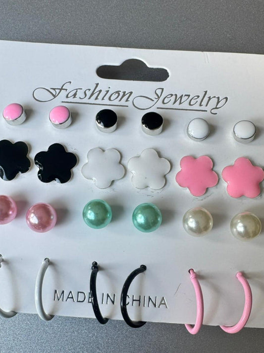 Multi Glitter Jewellery Assorted Stud Earrings Set