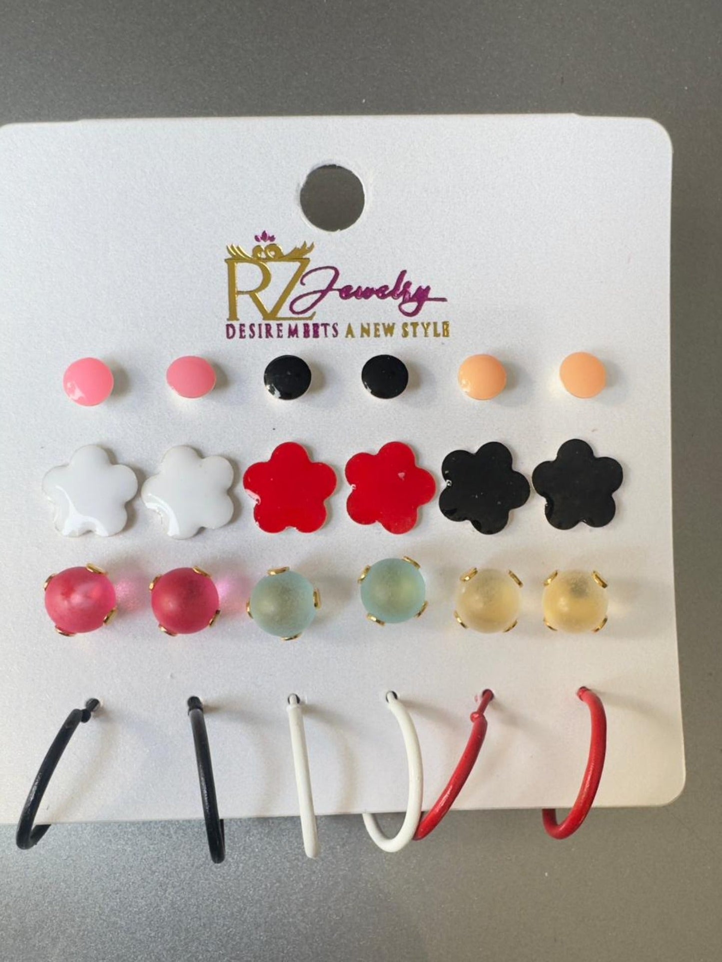 Multi Glitter Jewellery Assorted Stud Earrings Set
