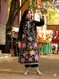 Black-Tawakal Closet Cotton Embroidered Stitched 3-Piece Suit-Florals