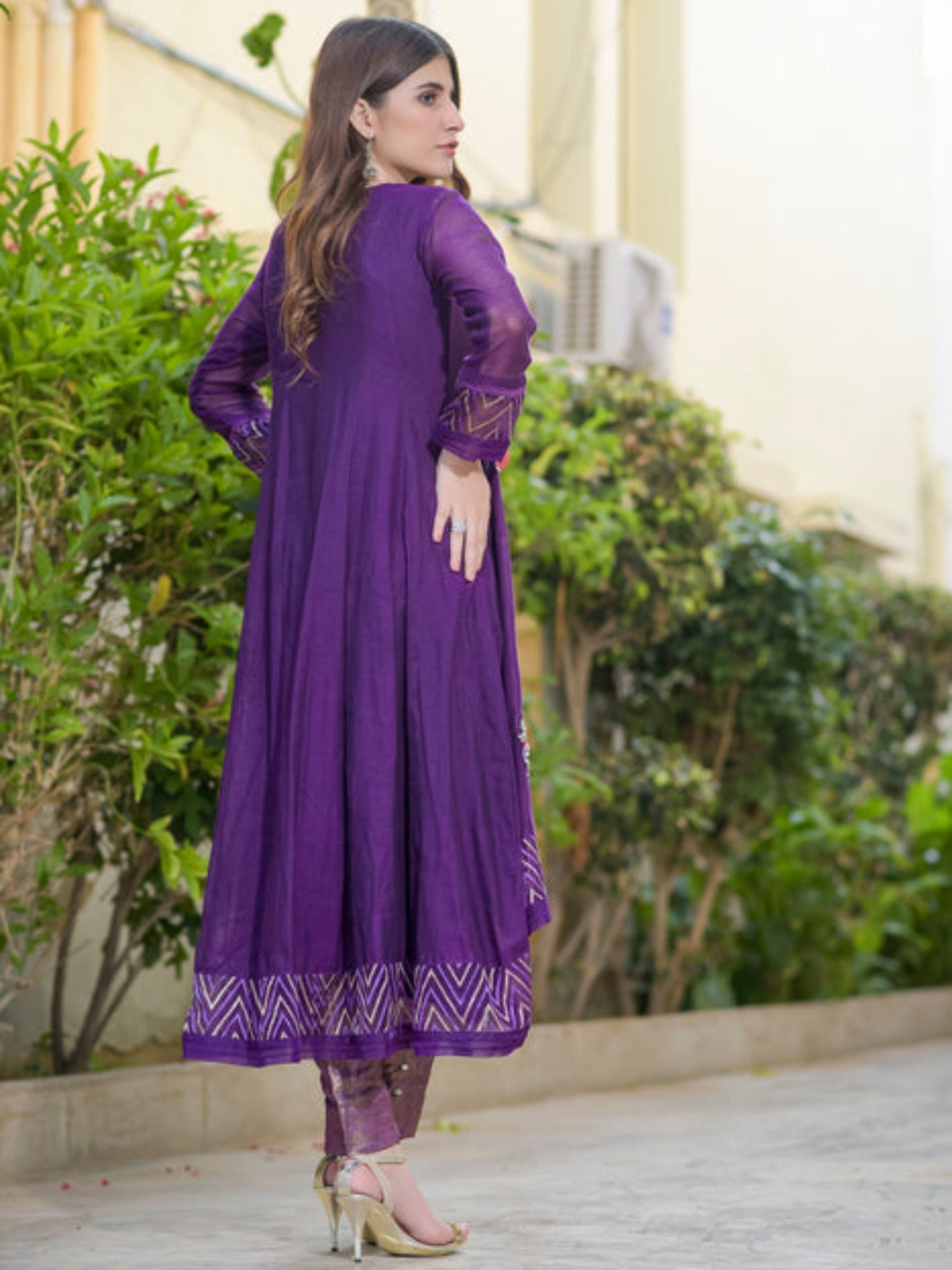 Purple-Ruby's Couture Cotton Net Embellished Stitched 4-Piece Suit-Tasveer-e-Aab