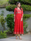 Red-Ruby's Couture Chiffon Embellished Pishwas-Arzoo-e-Dil