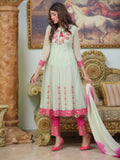 Pink and Mint Green-Ruby's Couture Net Embellished Stitched 4-Piece Suit-Afreen