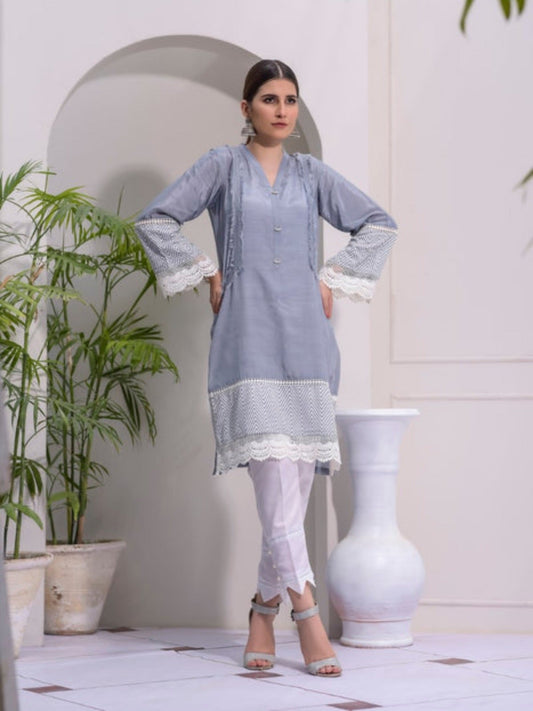 Grey-Ruby's Couture Raw Silk Printed Stitched 3-Piece Suit-Leela