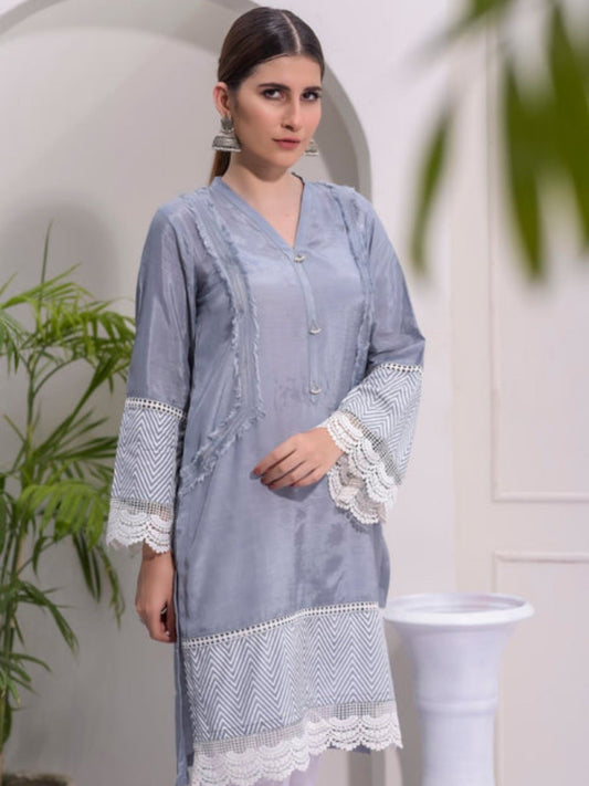 Grey-Ruby's Couture Raw Silk Printed Stitched 3-Piece Suit-Leela