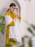 Yellow-Ruby's Couture Raw Silk Printed Stitched 3-Piece Suit-Sunflower