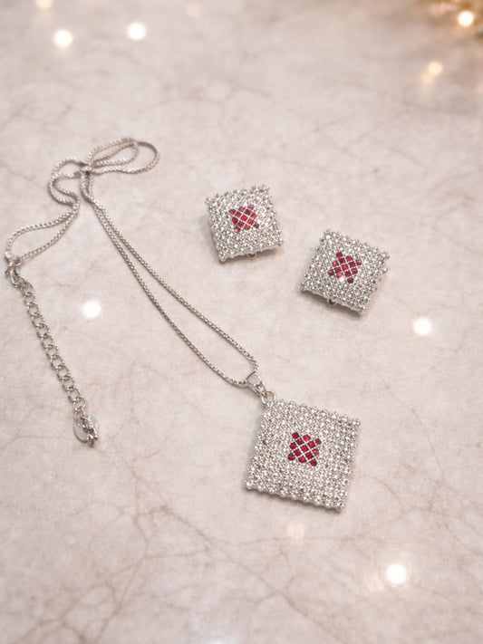 Silver Durwaj's Necklace Set-DW-097