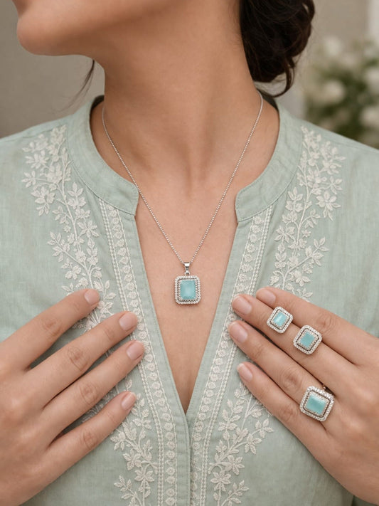 Silver Durwaj's Necklace Set-DW-099