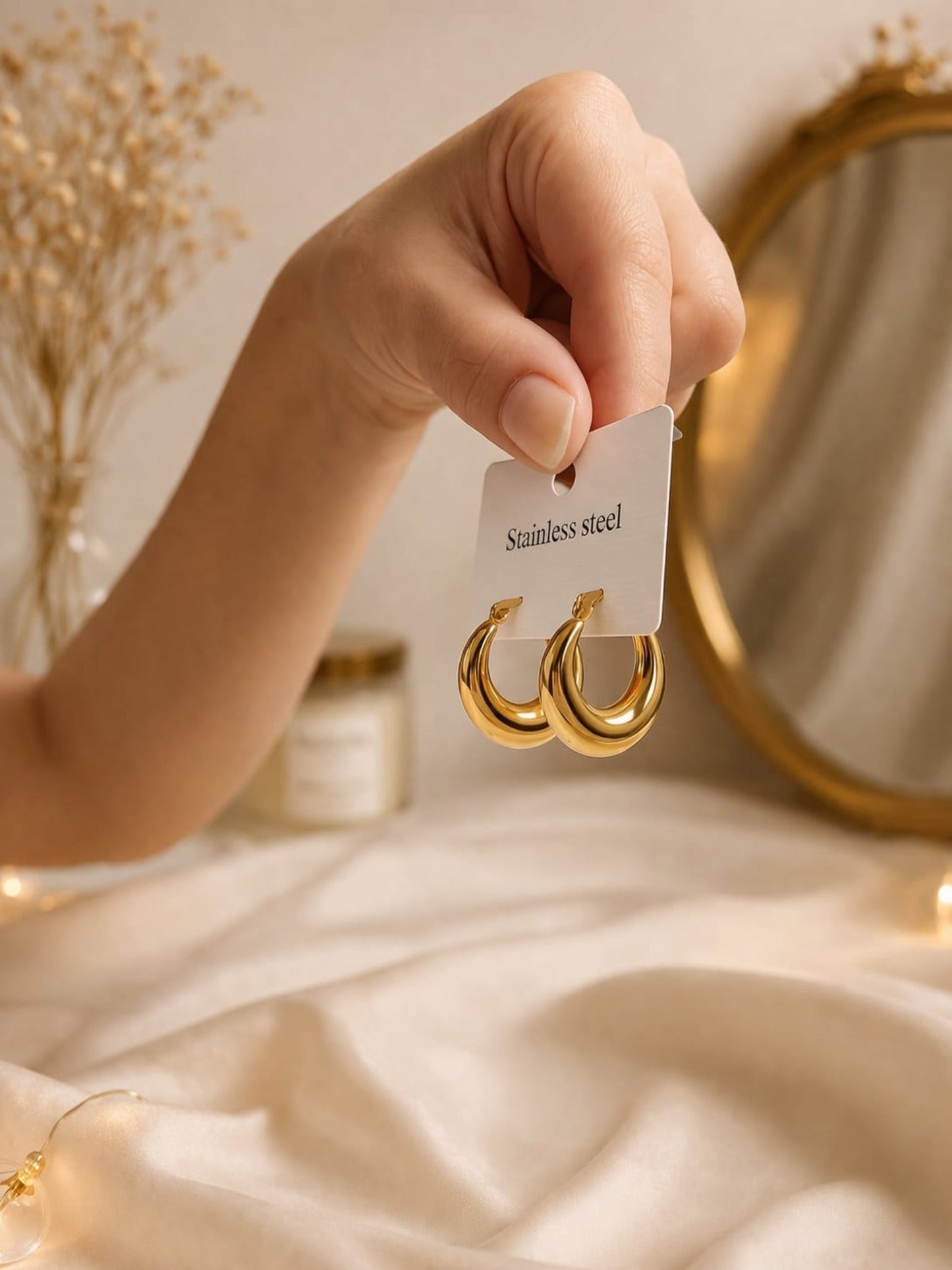 Gold Durwaj's Hoop Earrings-DW-070