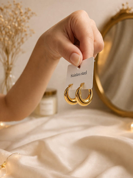Gold Durwaj's Hoop Earrings-DW-070