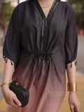 Black Pink MH Cloth House Silk Embellished Kaftan-Dusk Gradient