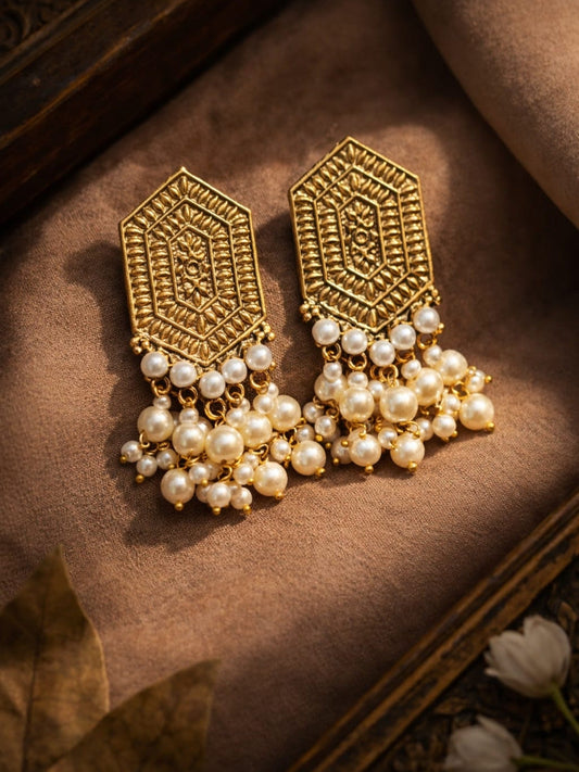 Golden Durwaj's Drop Earrings-DW-074