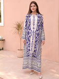 Ivory Blue MH Cloth House Blended Lawn Printed Kaftan-Ivory Blue