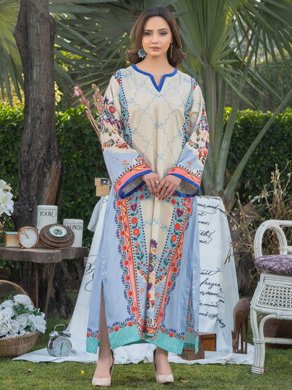Multi MH Cloth House Blended Lawn Printed Kaftan-Heritage Bloom