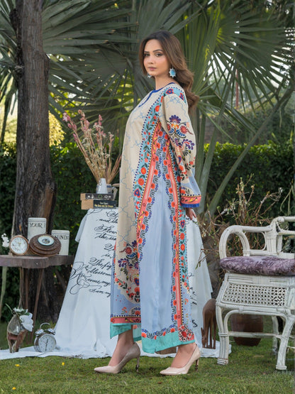 Multi MH Cloth House Blended Lawn Printed Kaftan-Heritage Bloom