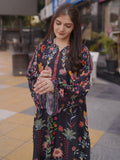 Black Multi MH Cloth House Blended Lawn Printed Kaftan-Ember Garden