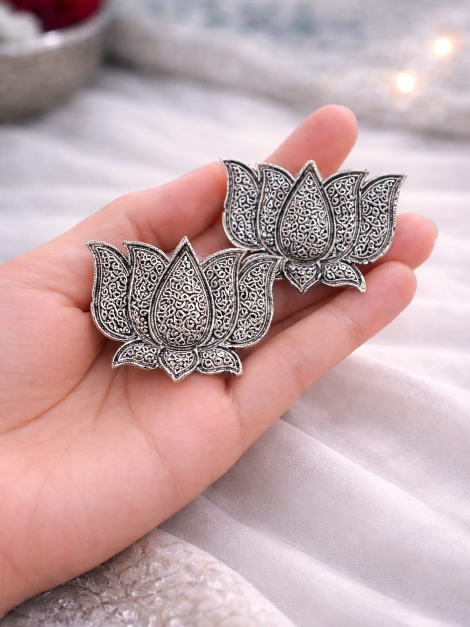 Silver Durwaj's Earrings-DW-075