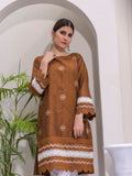 Brown and White-Ruby's Couture Cotton Silk Stitched 3-Piece Suit-Hussan-e-Ada