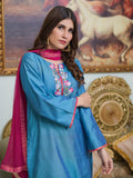 Pink and Blue-Ruby's Couture Cotton Silk Stitched 3-Piece Suit-Nazakat