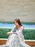 White Blue MH Cloth House Blended Lawn Printed 2-Piece Suit-Jehona