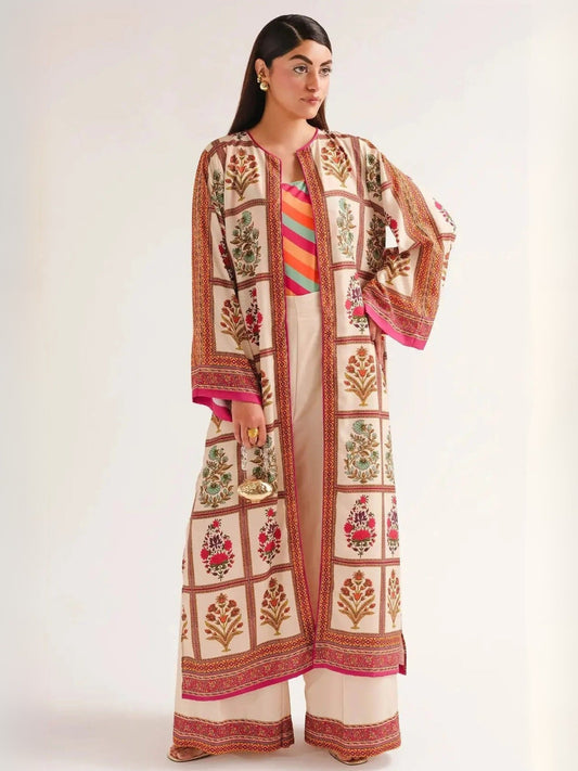 Beige MH Cloth House Blended Lawn Printed Co-Ord Set-Parisha