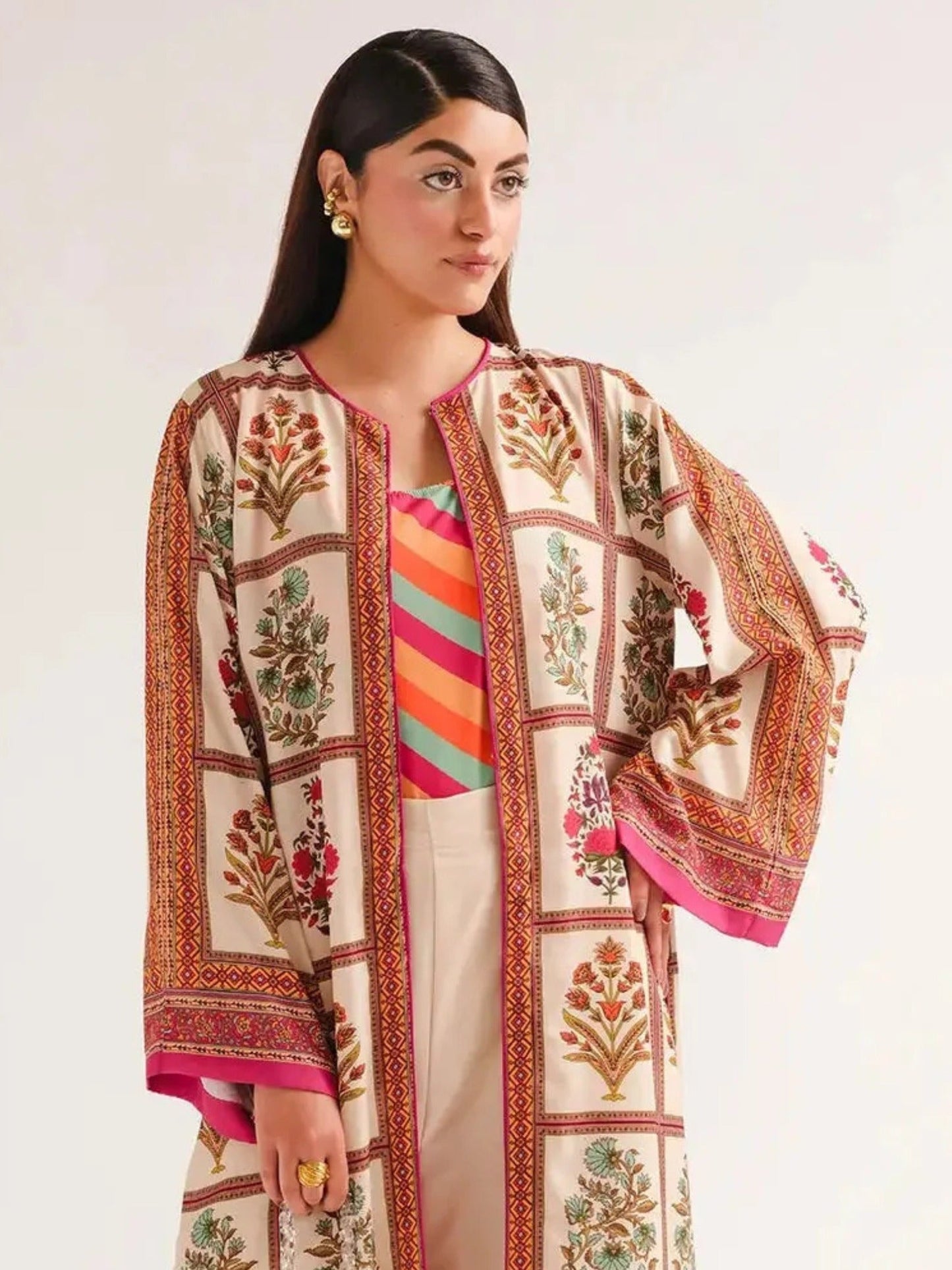 Beige MH Cloth House Blended Lawn Printed Co-Ord Set-Parisha