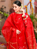 Red-Ruby's Couture Organza Embellished Gharara-Mehr
