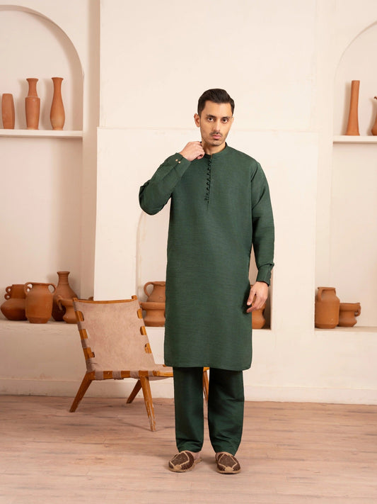 Green-Dot N Dot Andaaz Silk Kurta Pajama-Basil