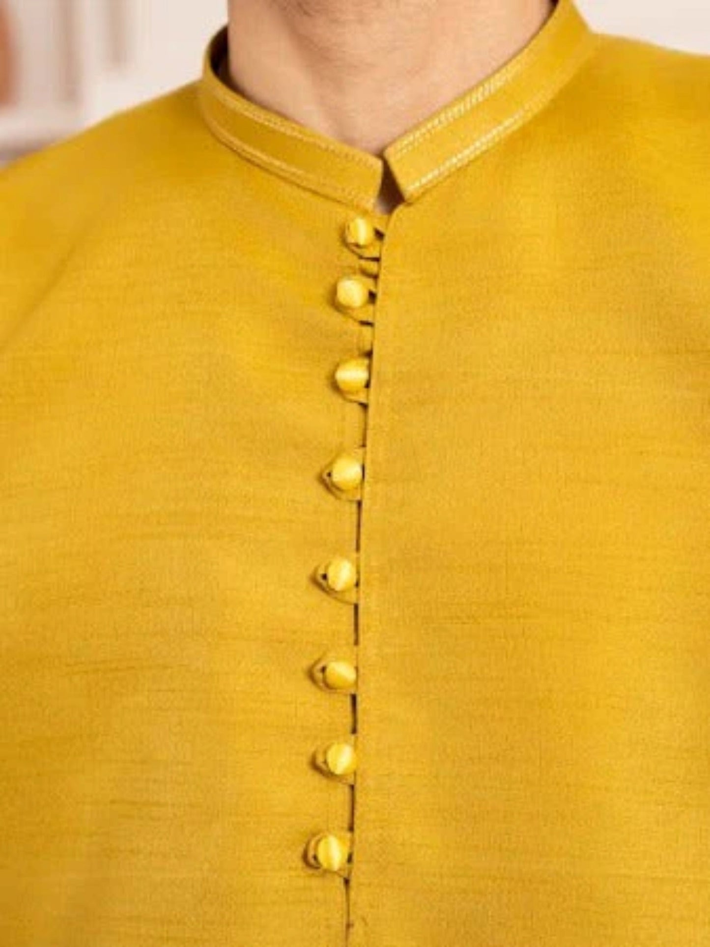 Yellow-Dot N Dot Andaaz Silk Kurta Pajama-Tariq