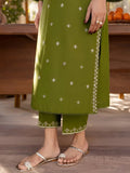 Green-Silai Libas Linen Embroidered Stitched 2-Piece Suit-Decent Rose