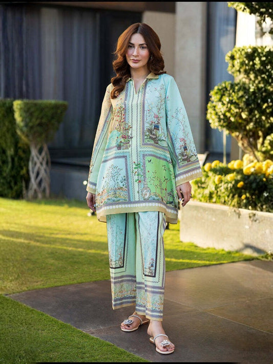 Blue MH Cloth House Blended Lawn Printed Co-Ord Set-Tarz