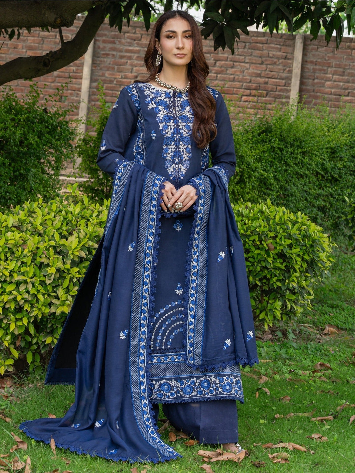 Blue Mahnur Amaya Lawn'26 Embroidered Unstitched 3-Piece Suit-MU-01