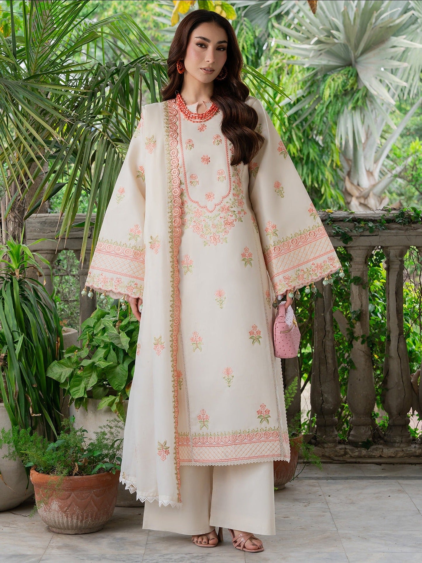 Cream Mahnur Amaya Lawn'26 Embroidered Unstitched 3-Piece Suit-MU-05