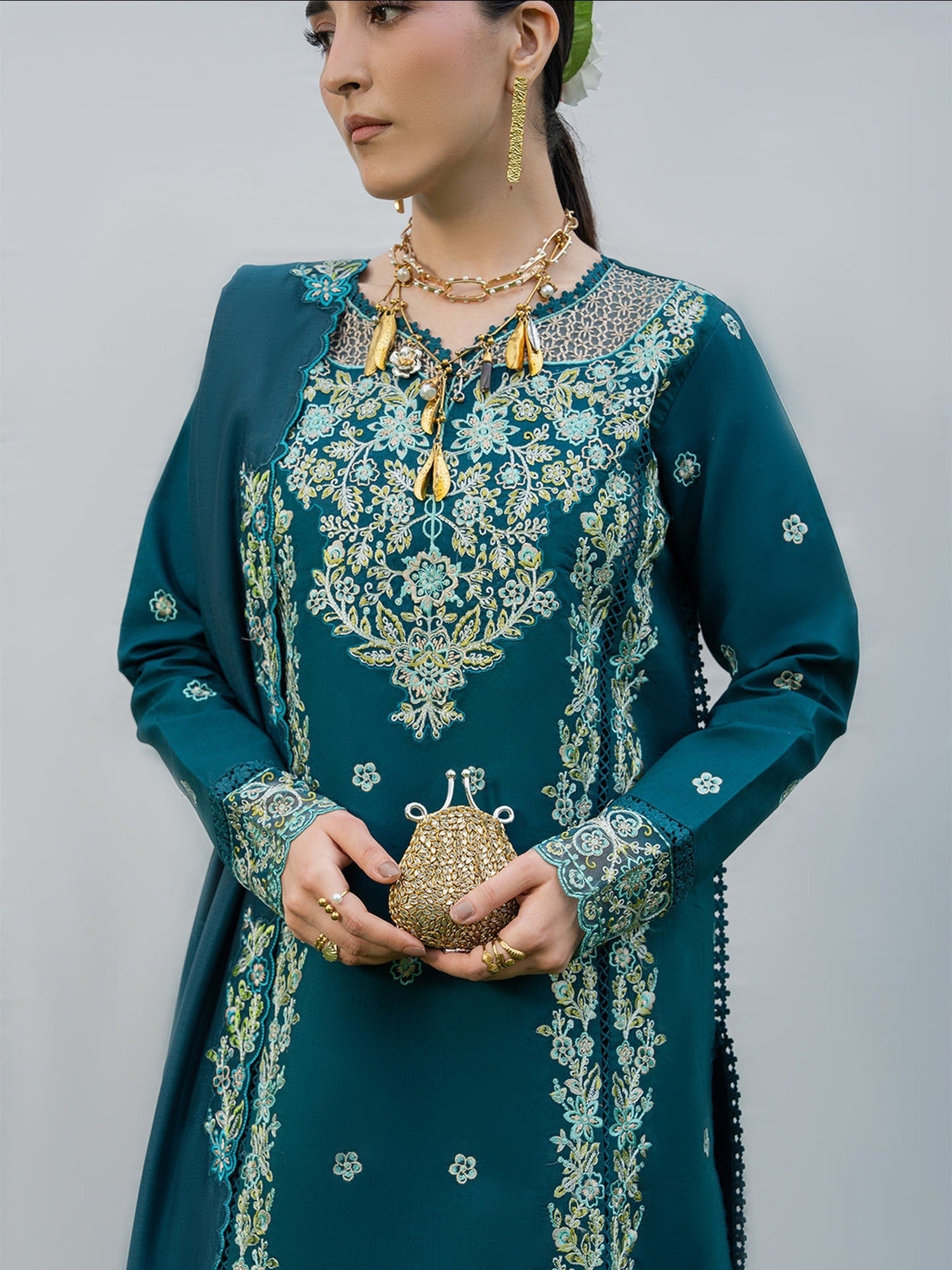 Blue Mahnur Amaya Lawn'26 Embroidered Unstitched 3-Piece Suit-MU-08