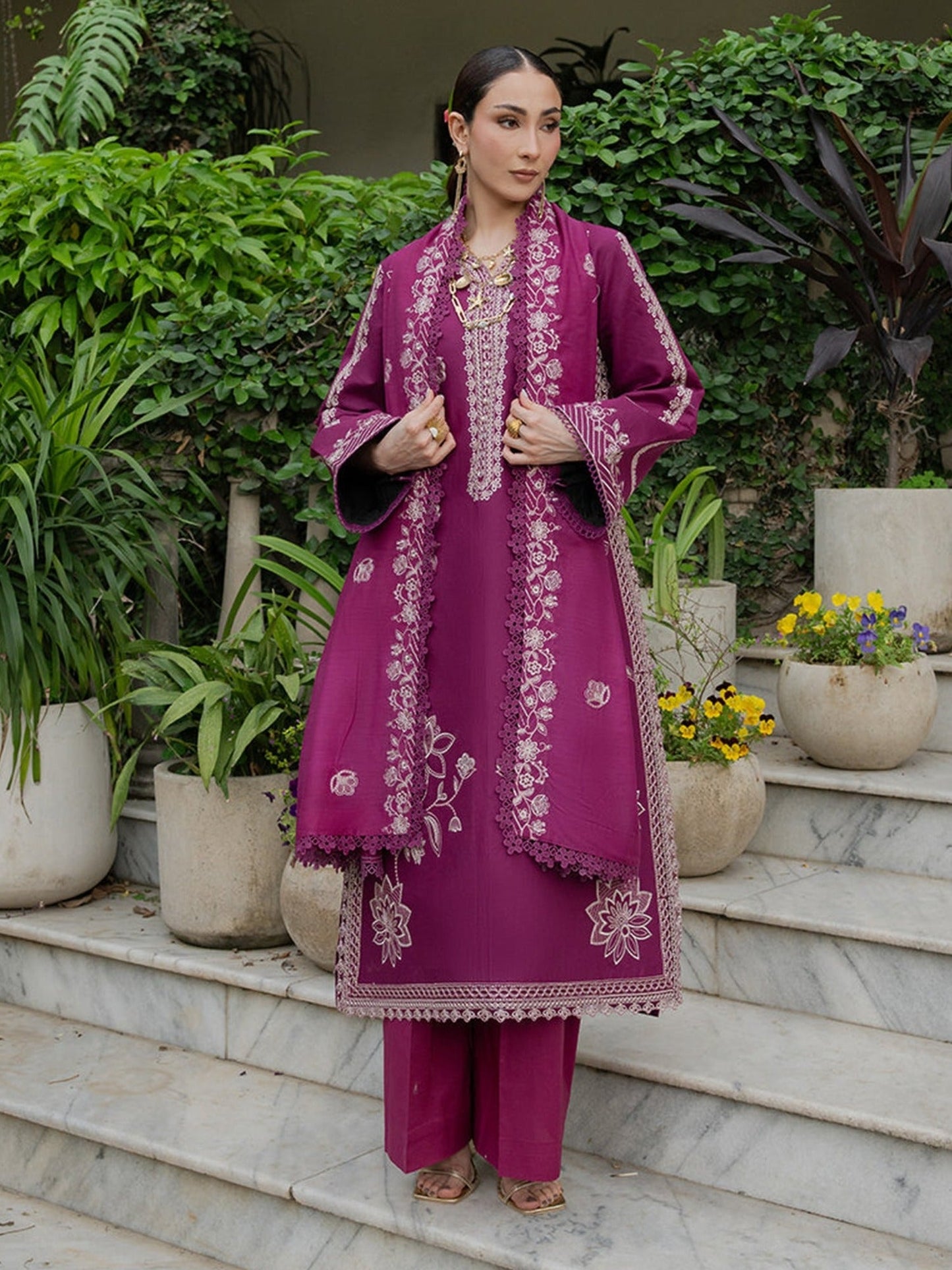Purple Mahnur Amaya Lawn'26 Embroidered Unstitched 3-Piece Suit-MU-10