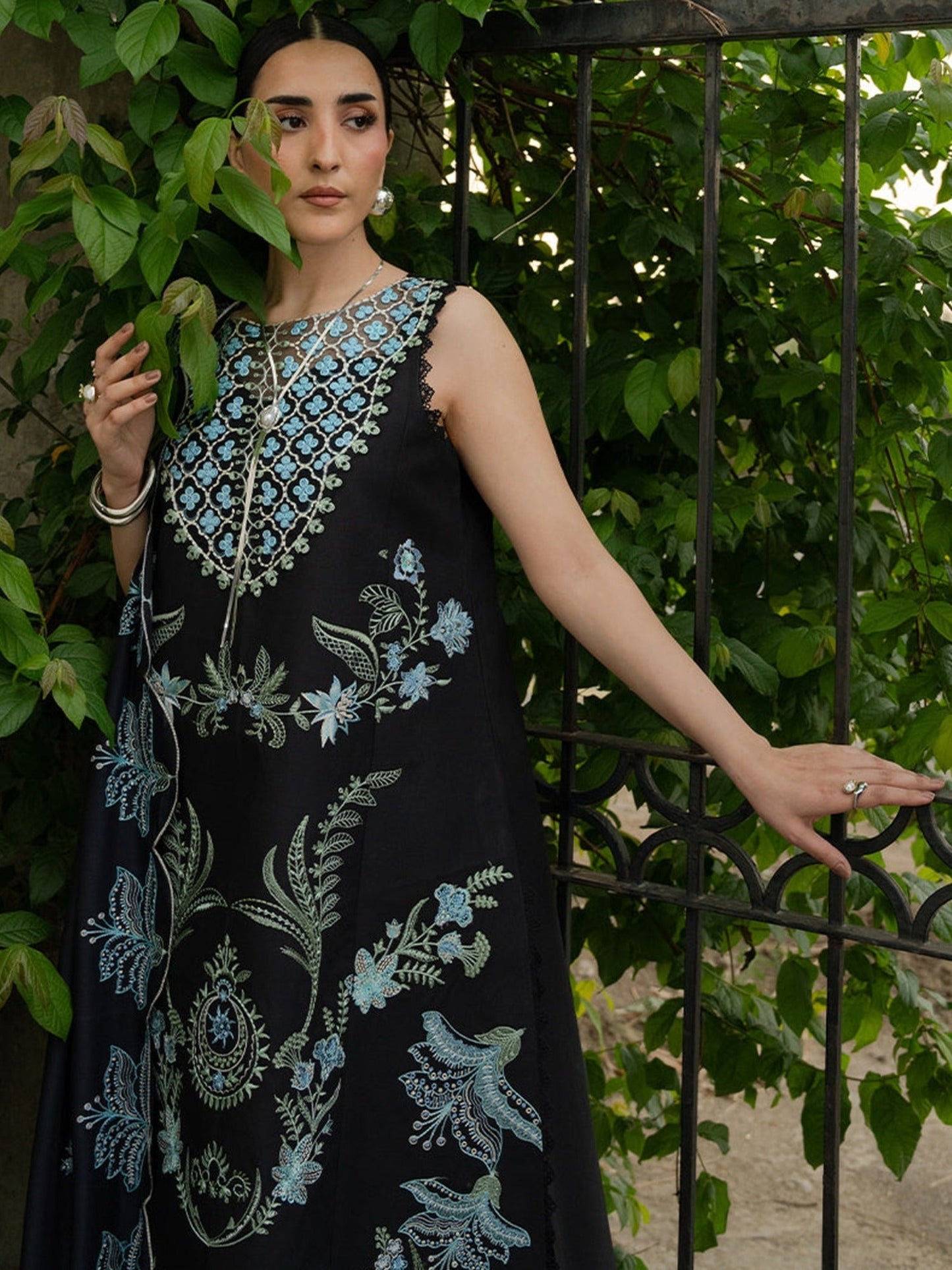 Black Mahnur Amaya Lawn'26 Embroidered Unstitched 3-Piece Suit-MU-11