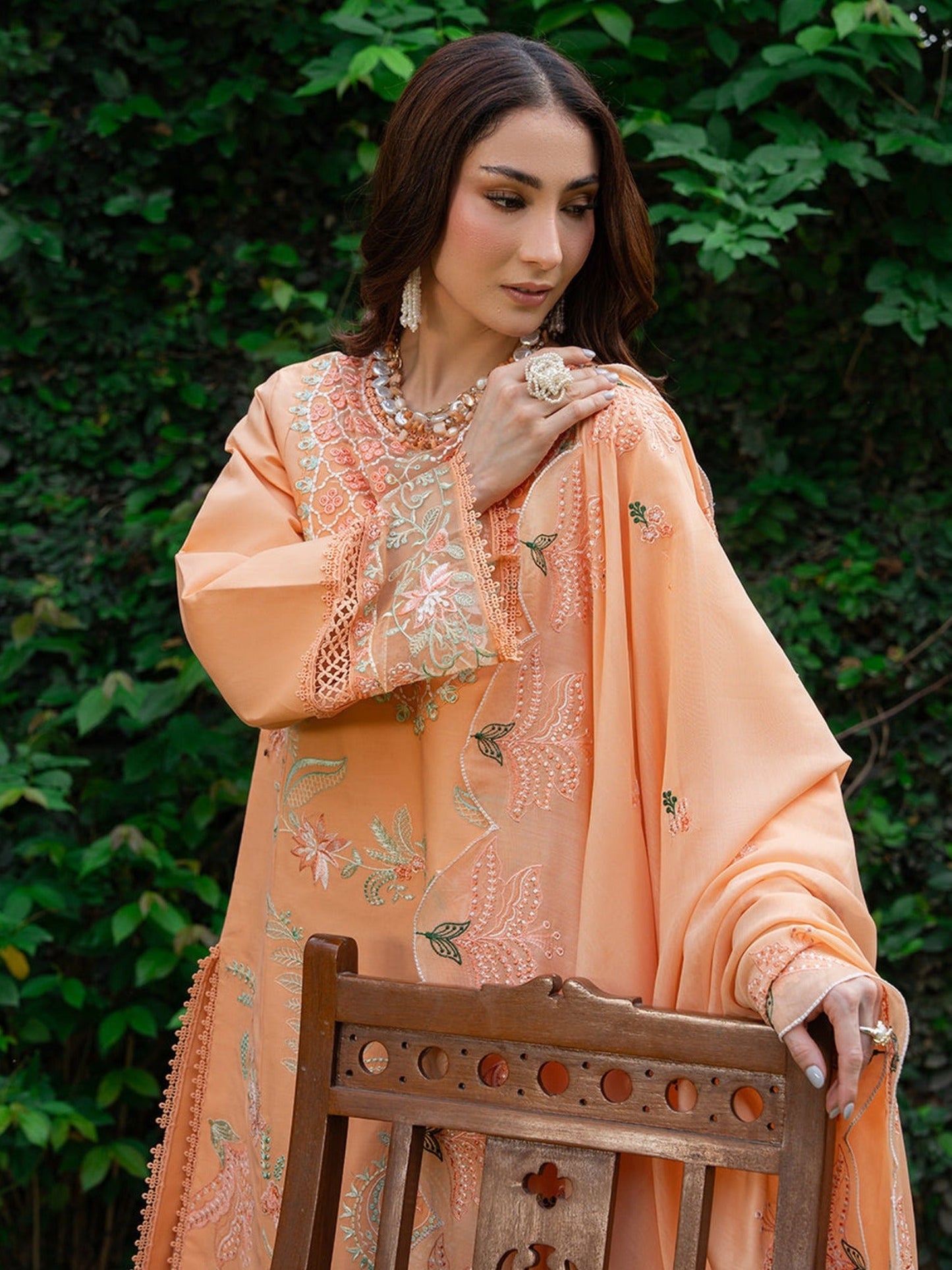 Orange Mahnur Amaya Lawn'26 Embroidered Unstitched 3-Piece Suit-MU-12