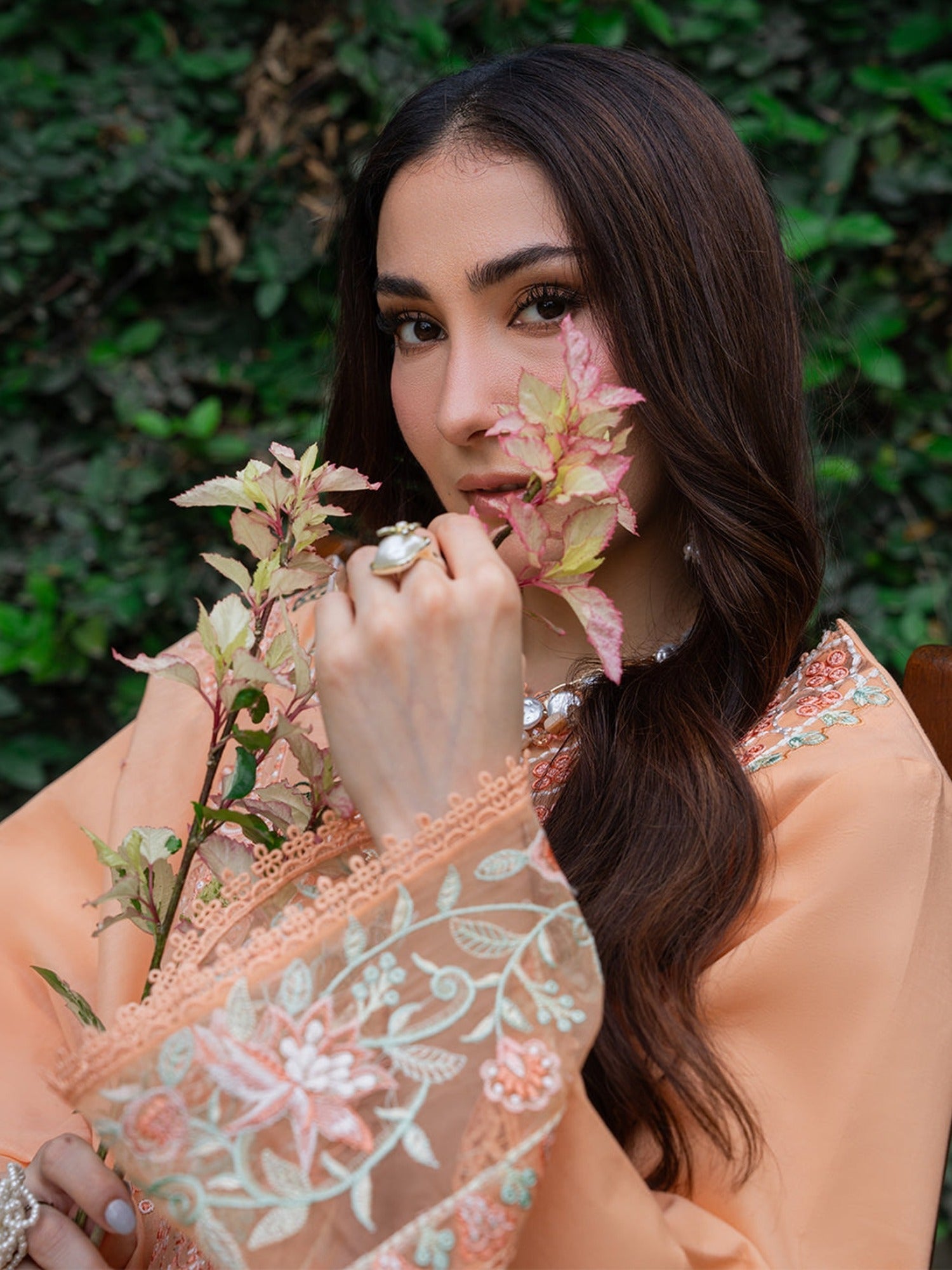 Orange Mahnur Amaya Lawn'26 Embroidered Unstitched 3-Piece Suit-MU-12