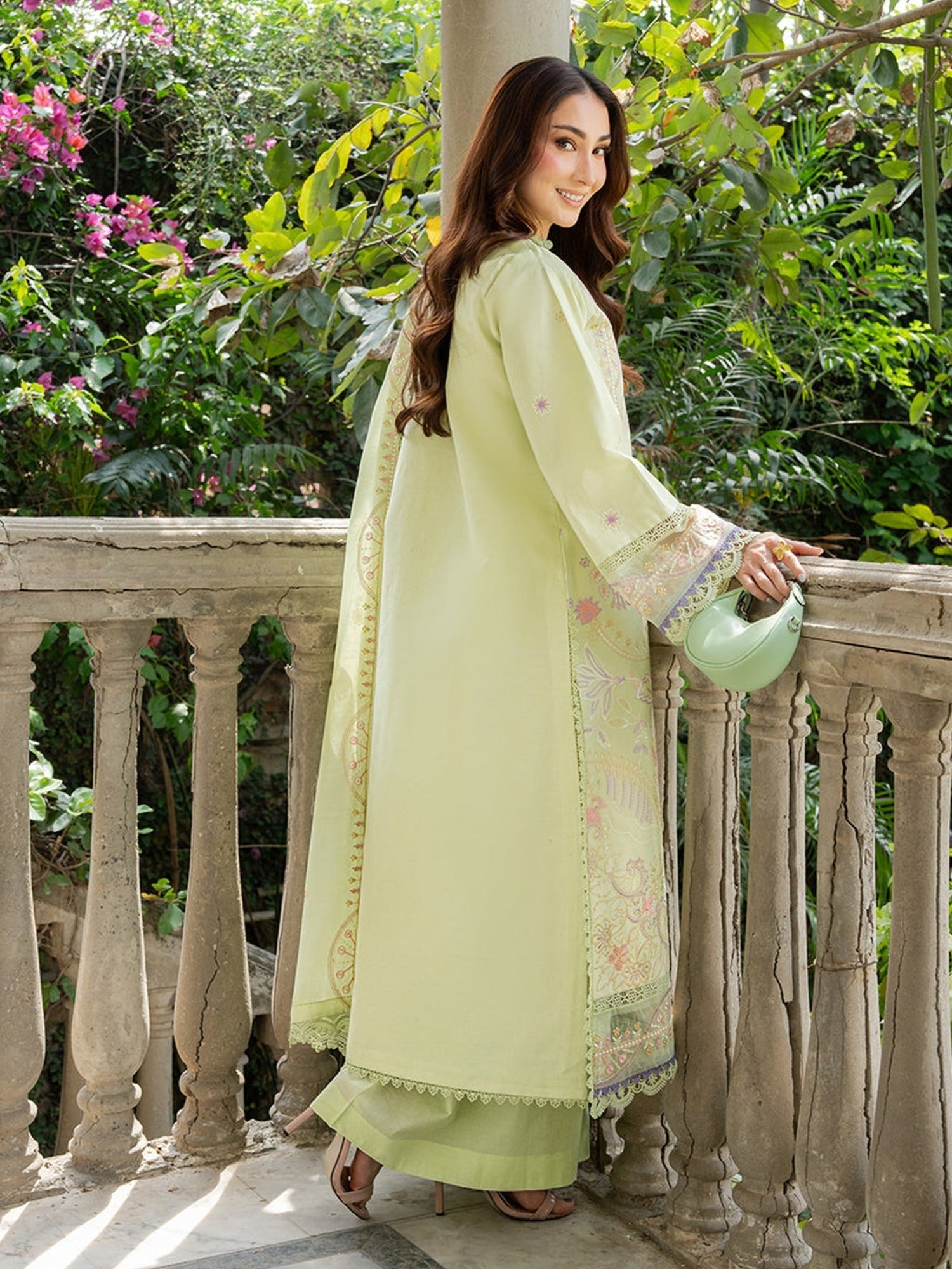 Mint Green Mahnur Amaya Lawn'26 Embroidered Unstitched 3-Piece Suit-MU-13