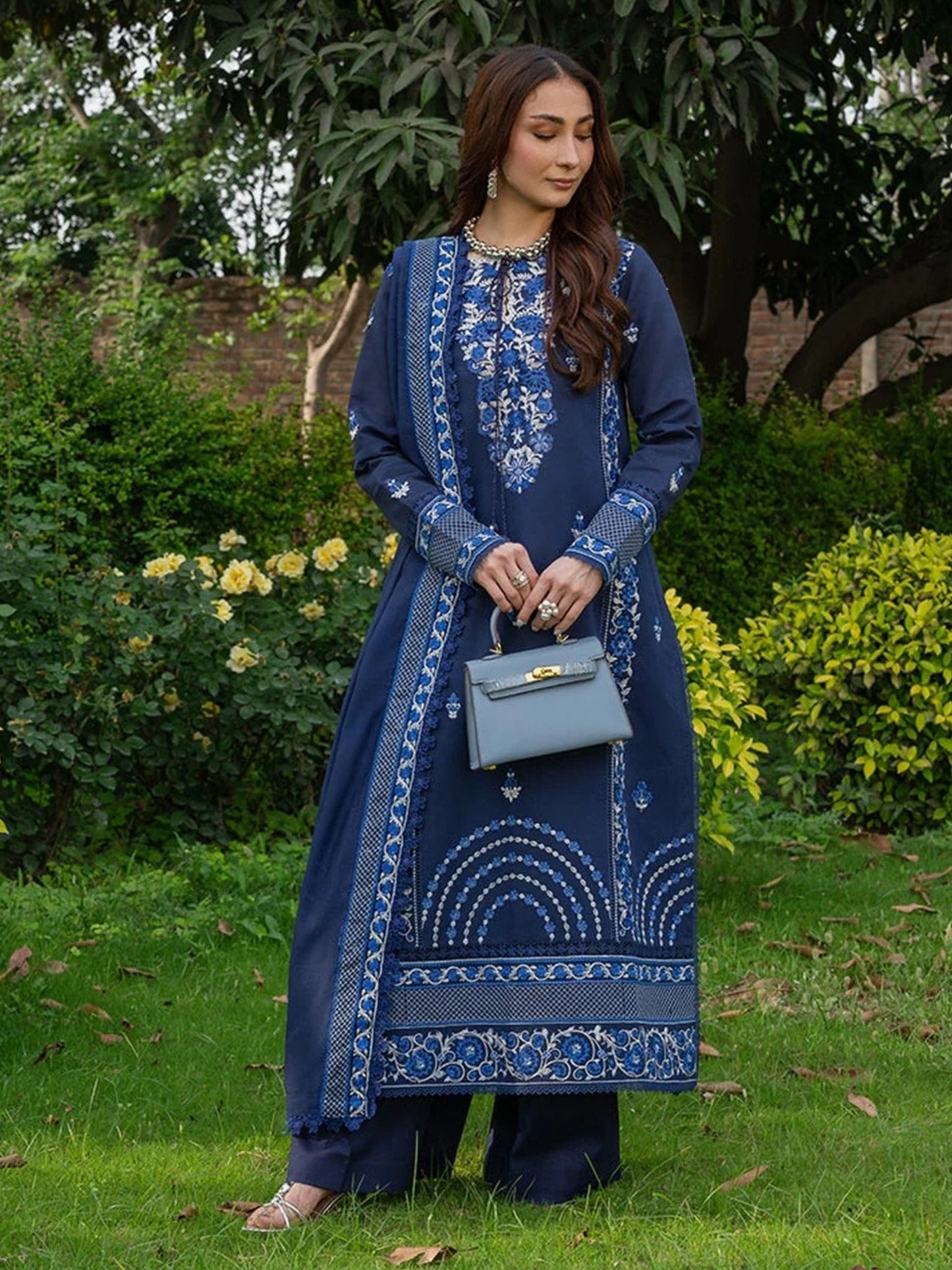 Blue Mahnur Amaya Lawn'26 Embroidered Unstitched 3-Piece Suit-MU-01