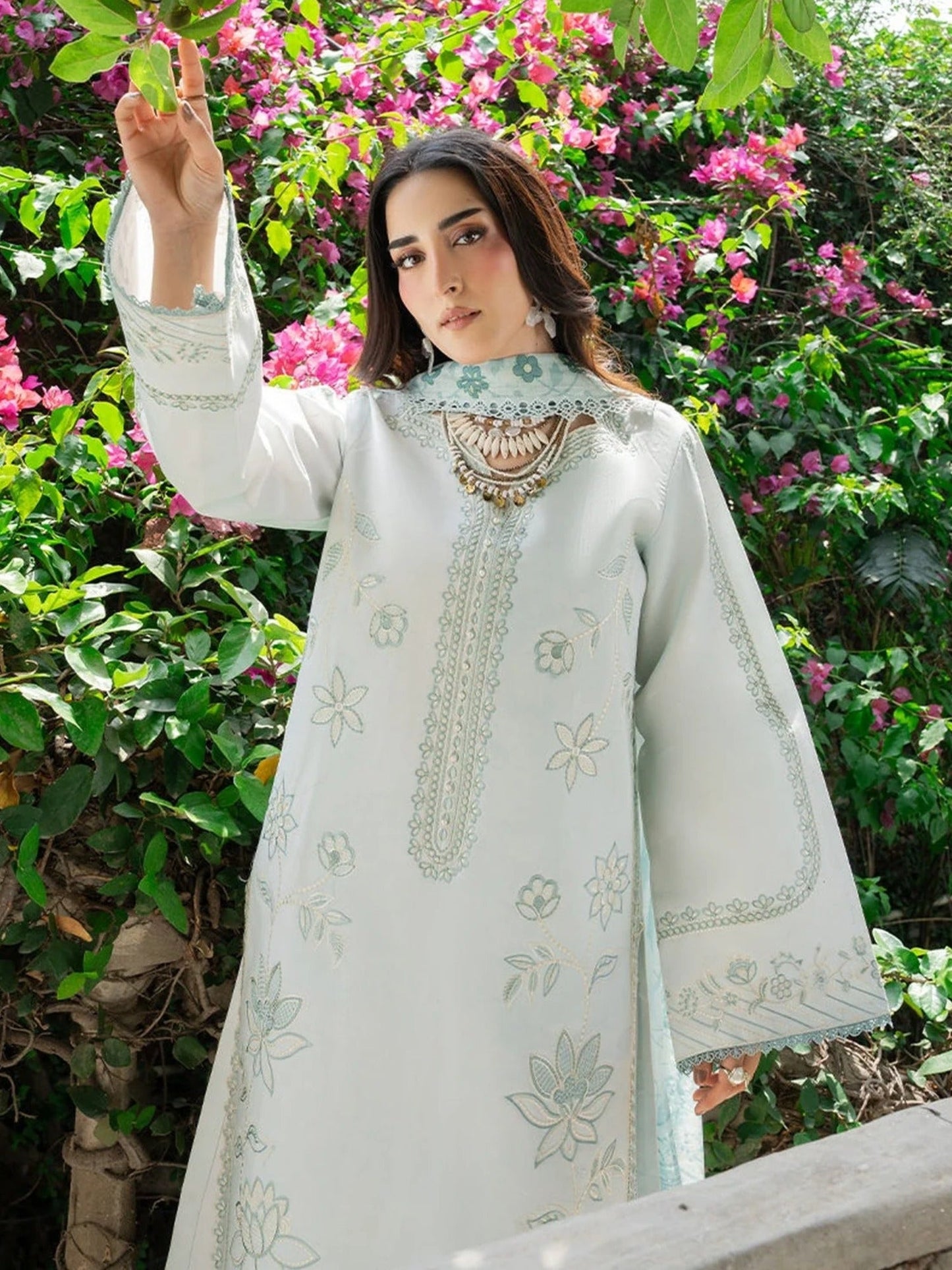 Blue Mahnur Amaya Lawn'26 Embroidered Unstitched 3-Piece Suit-MU-03