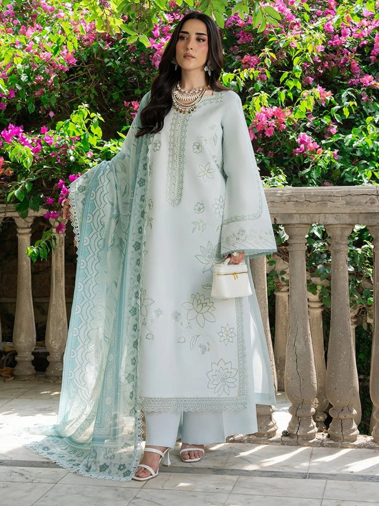 Blue Mahnur Amaya Lawn'26 Embroidered Unstitched 3-Piece Suit-MU-03