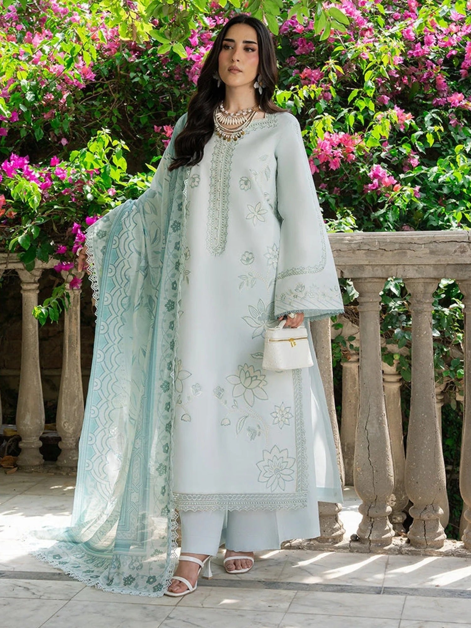 Blue Mahnur Amaya Lawn'26 Embroidered Unstitched 3-Piece Suit-MU-03