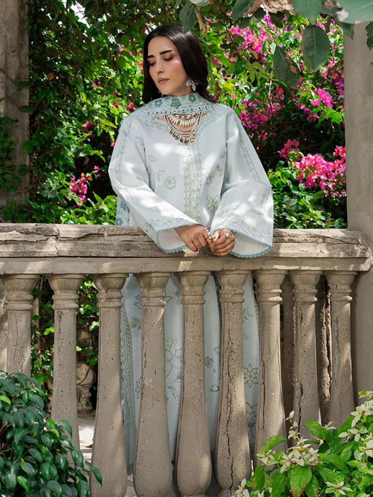 Blue Mahnur Amaya Lawn'26 Embroidered Unstitched 3-Piece Suit-MU-03