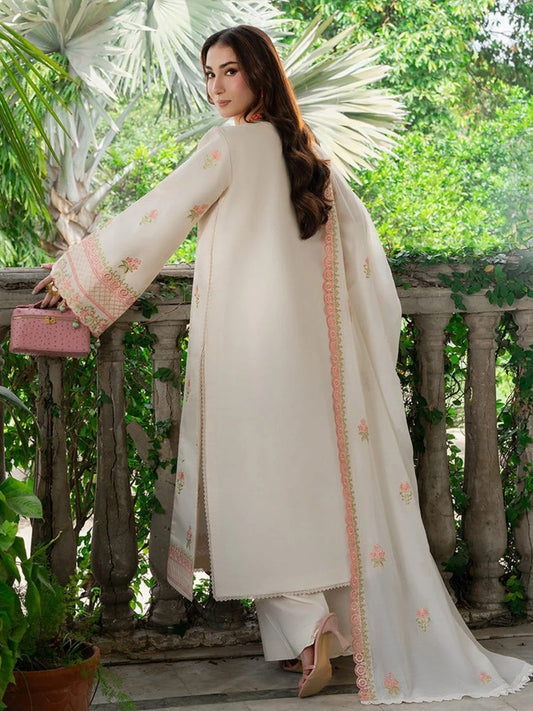 Cream Mahnur Amaya Lawn'26 Embroidered Unstitched 3-Piece Suit-MU-05