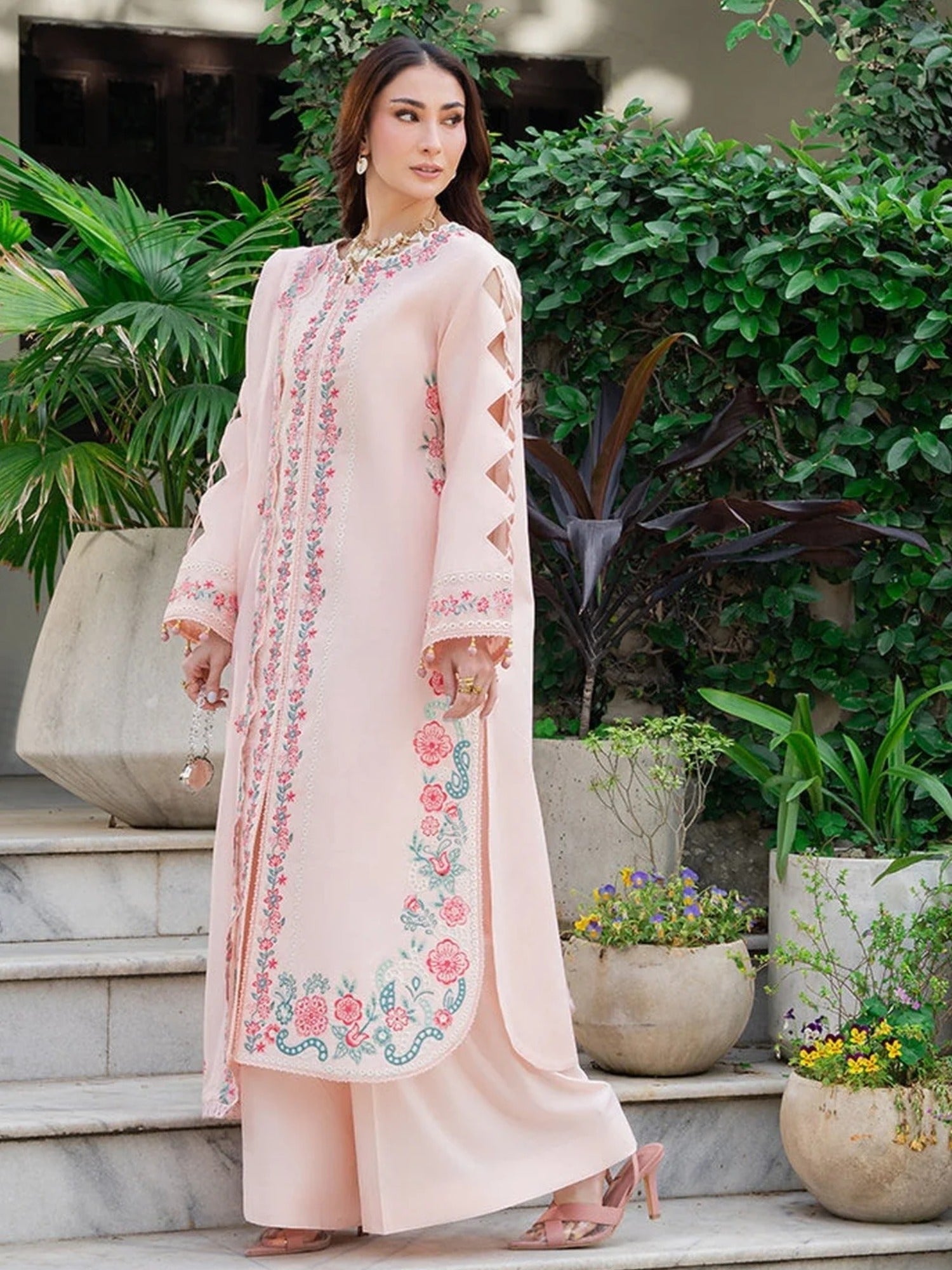 Pink Mahnur Amaya Lawn'26 Embroidered Unstitched 3-Piece Suit-MU-07